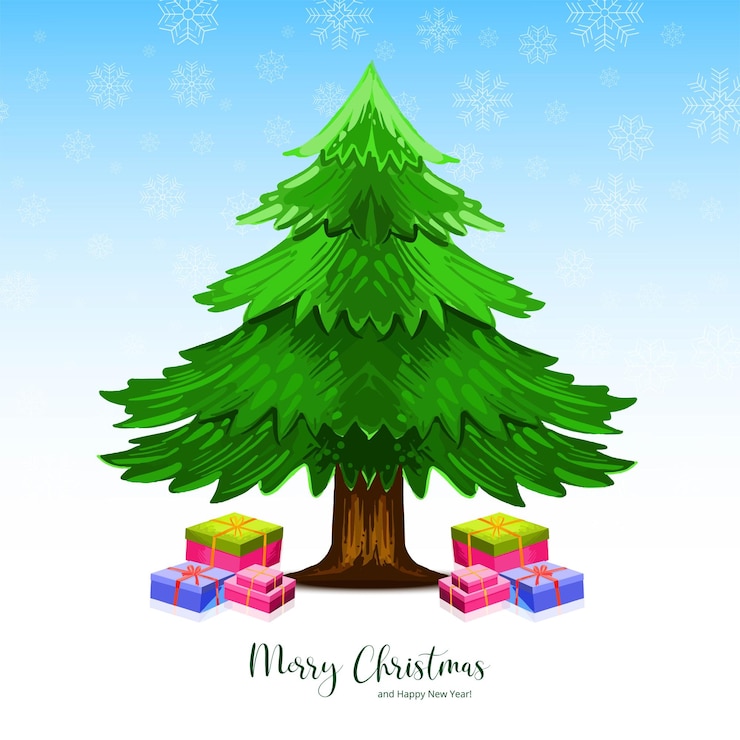 Vettore gratuito sfondio della carta di natale decorativa per l'albero di natale