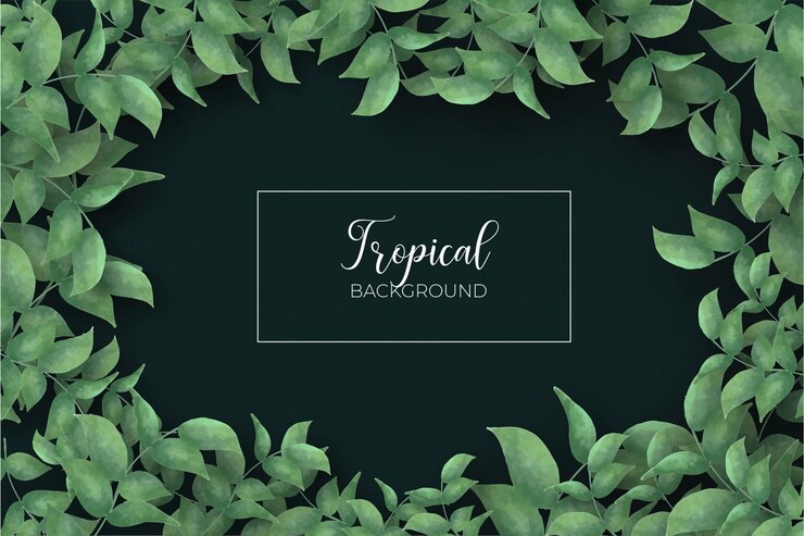 Vettore gratuito sfondio della cornice delle foglie tropicali