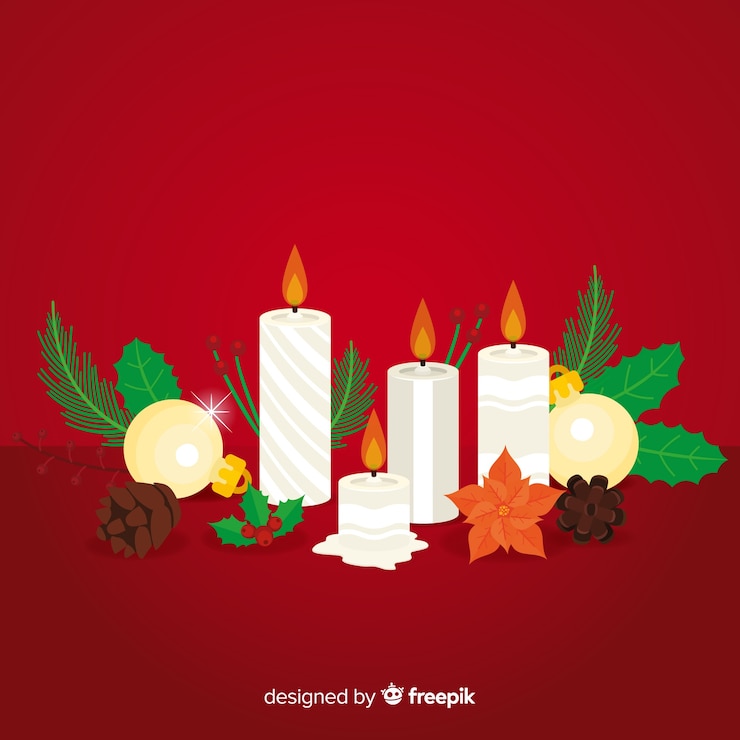 Vettore gratuito sfondio delle candele di natale