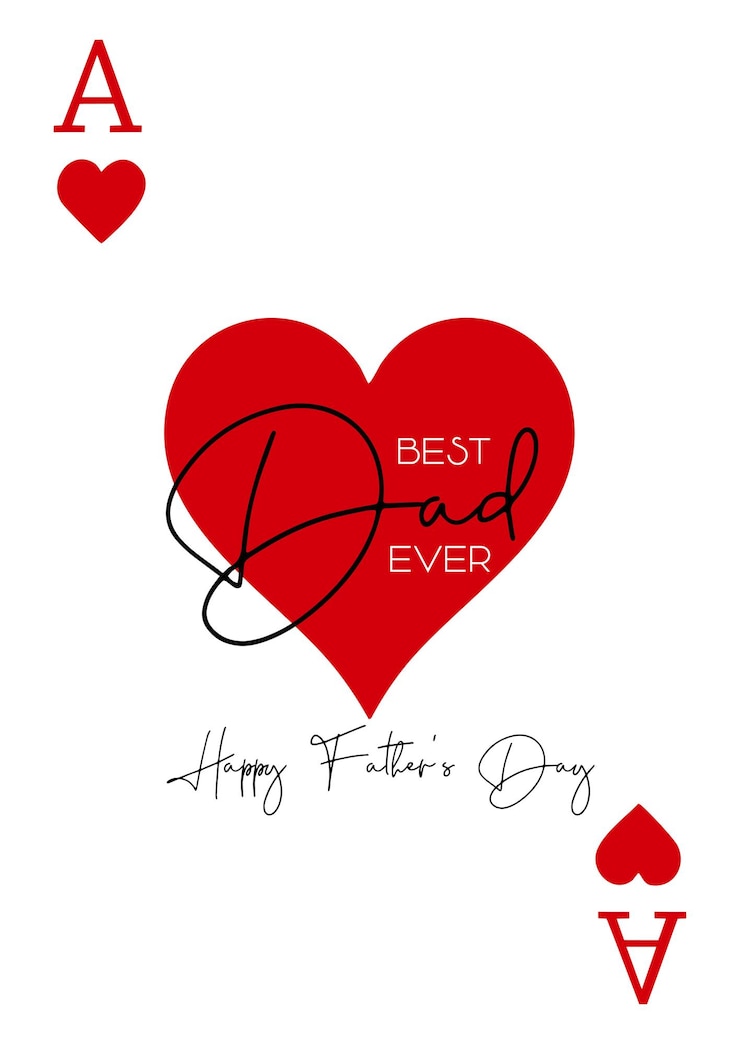 Vettore gratuito sfondio di happy fathers day sul disegno della carta ace of hearts