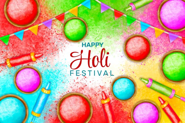 Sfondio di Holi ad acquerello
