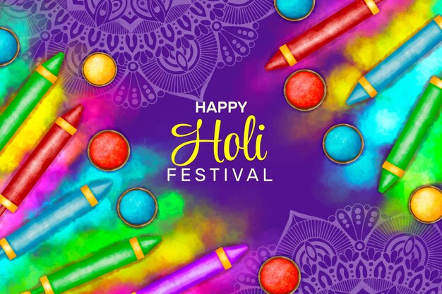Sfondio di Holi ad acquerello
