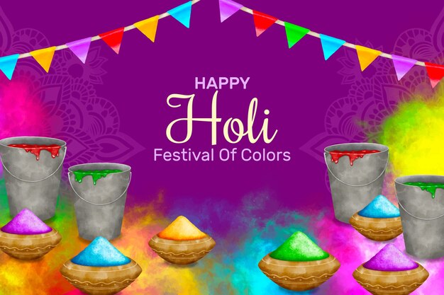 Sfondio di Holi ad acquerello