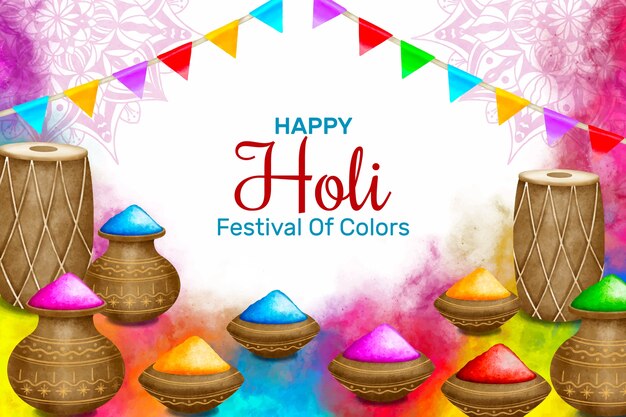 Sfondio di Holi ad acquerello