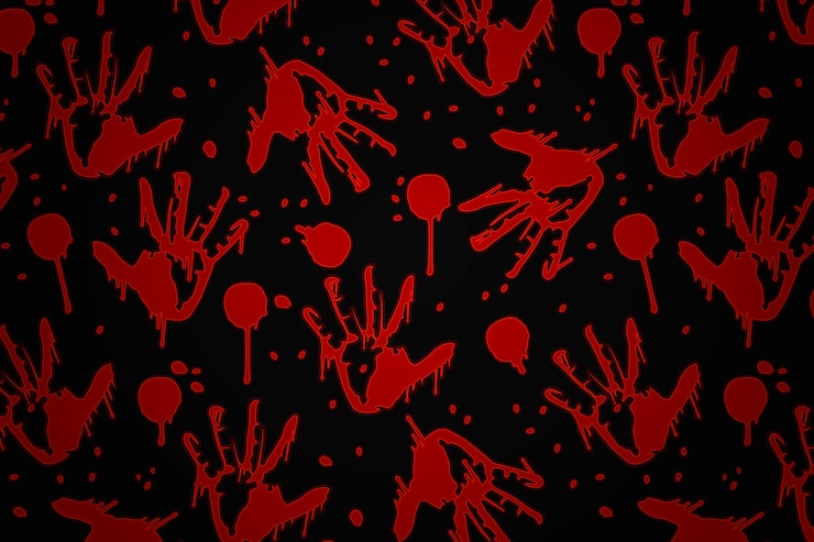 Vettore gratuito sfondio di impronta di mano di sangue disegnato a mano