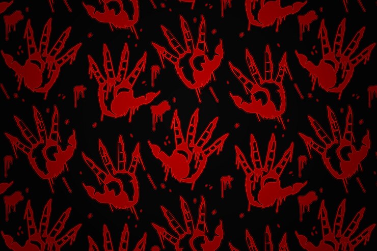 Vettore gratuito sfondio di impronta di mano di sangue disegnato a mano