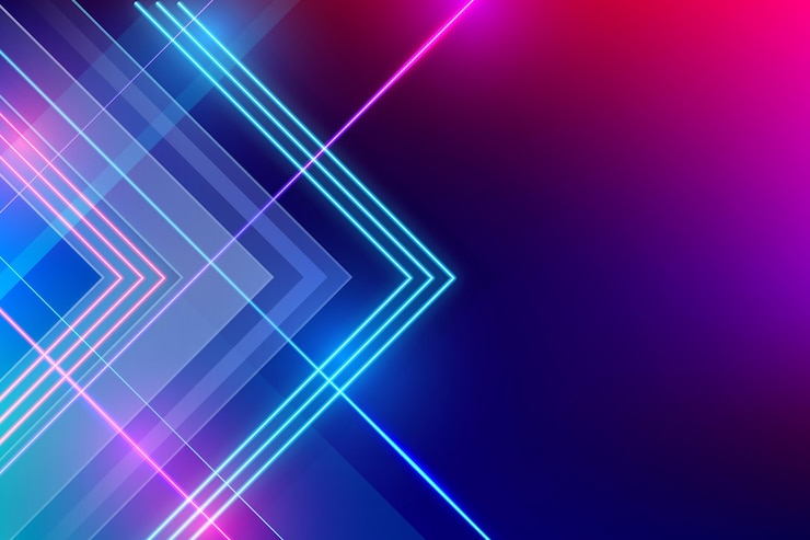 Vettore gratuito sfondio di luci al neon geometriche realistiche