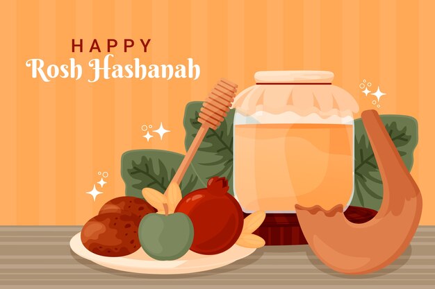 Sfondio disegnato a mano per la celebrazione del Capodanno ebraico di Rosh Hashanah
