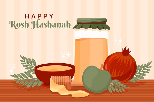 Sfondio disegnato a mano per la celebrazione del Capodanno ebraico di Rosh Hashanah