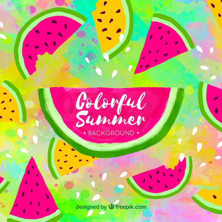 Vettore gratuito sfondio estivo colorato con melone d'acqua