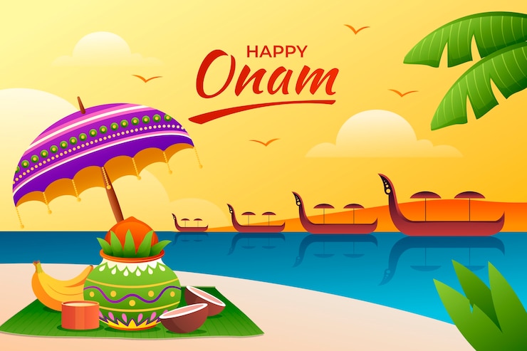 Vettore gratuito sfondio gradiente per la celebrazione della festa di onam
