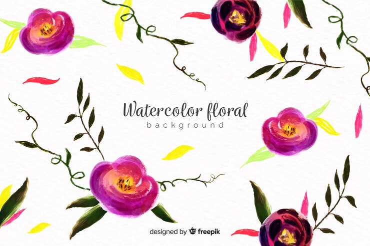 Vettore gratuito sfondio naturale con fiori ad acquerello
