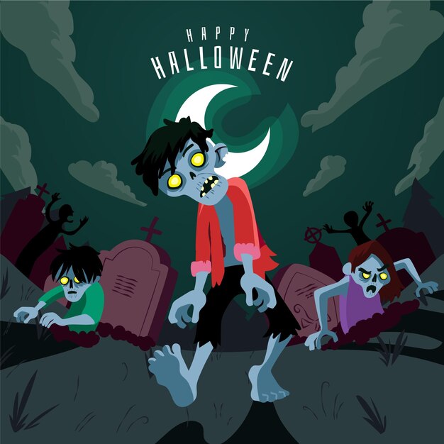 Sfondio piatto di Halloween disegnato a mano