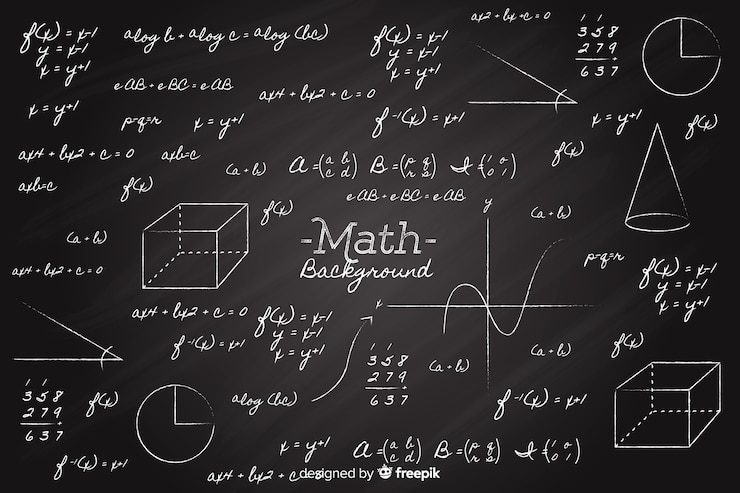 Vettore gratuito sfondio realistico della lavagna matematica