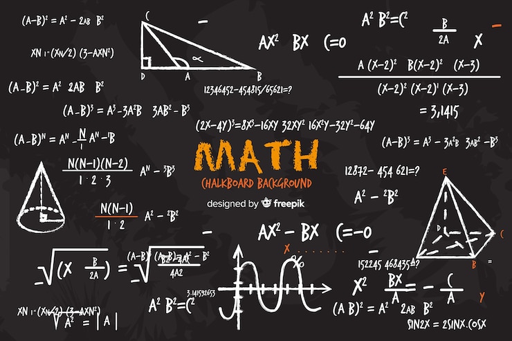 Vettore gratuito sfondio realistico della lavagna matematica