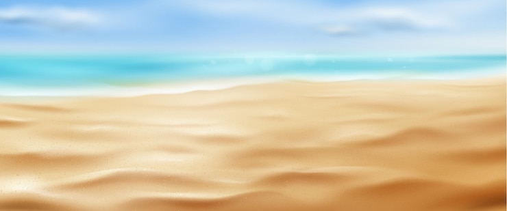 Vettore gratuito sfondio realistico di spiaggia di mare o oceano con sabbia