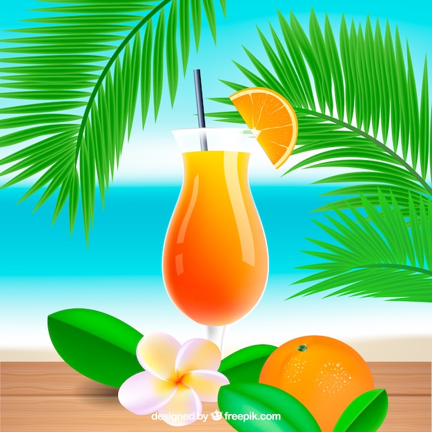 Sfondo arancione cocktail tropicale