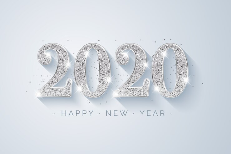 Vettore gratuito sfondo argento nuovo anno 2020