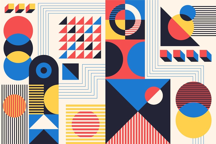 Vettore gratuito sfondo astratto colorato bauhaus