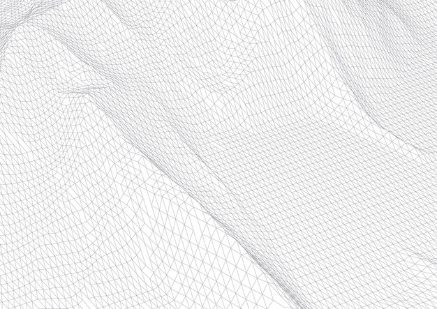 Sfondo astratto con terreno wireframe in bianco e nero