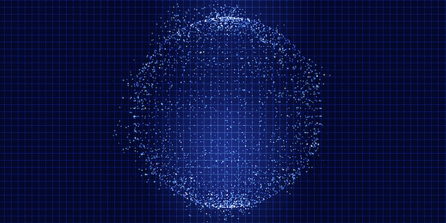 Sfondo astratto con una sfera di punti techno