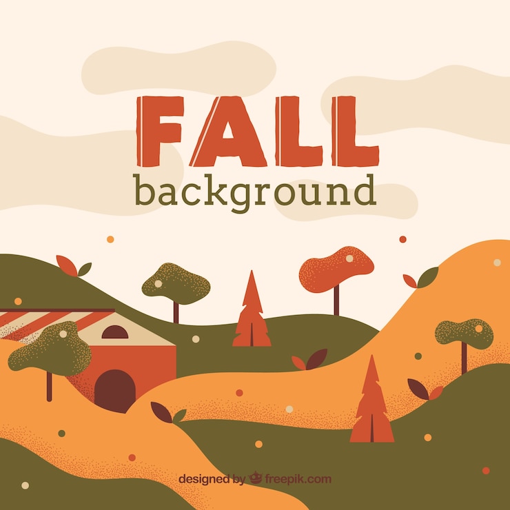Vettore gratuito sfondo autunnale con paesaggio