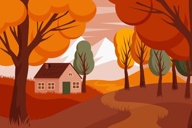 Sfondo autunnale piatto disegnato a mano