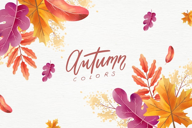 Sfondo autunno disegnato con foglie colorate