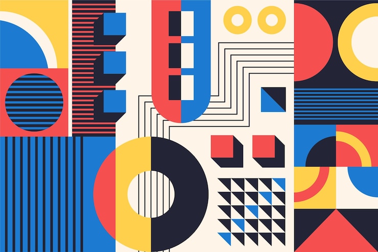 Vettore gratuito sfondo bauhaus astratto colorato