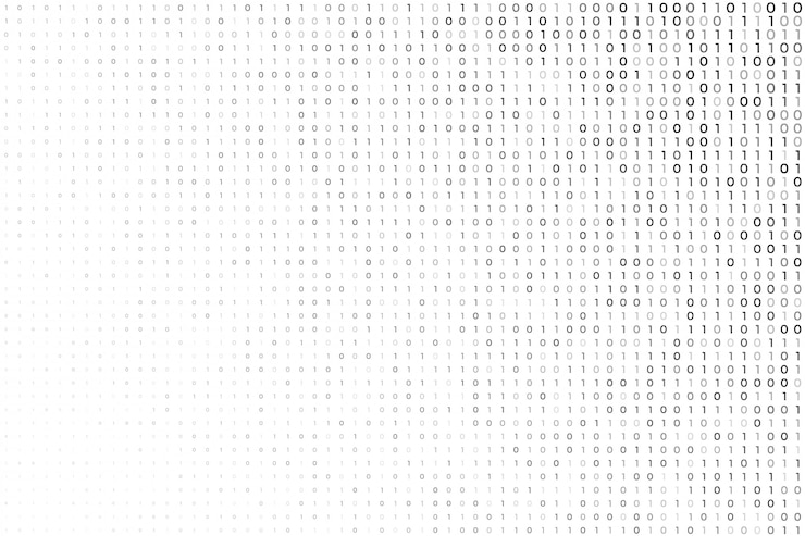 Vettore gratuito sfondo bianco digitale con numeri di codice binario