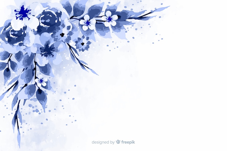 Vettore gratuito sfondo blu fiori monocromatici