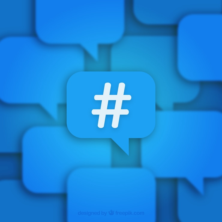 Vettore gratuito sfondo blu hashtag