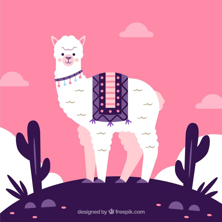 Vettore gratuito sfondo carino alpaca con cactus