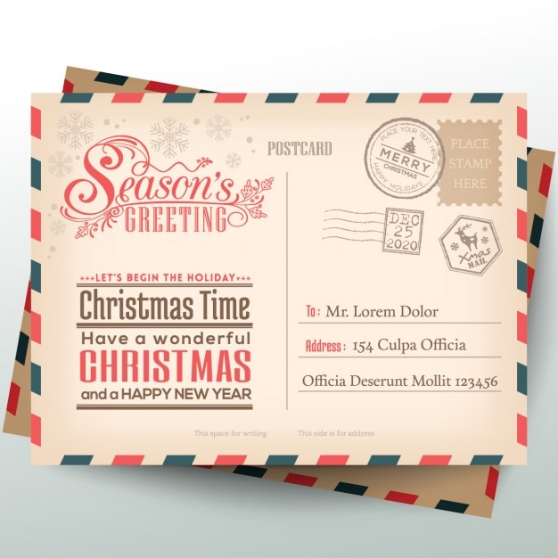 Vettore gratuito sfondo cartolina di natale d&#39;epoca