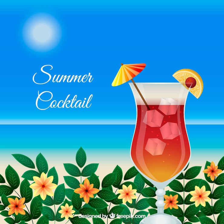 Vettore gratuito sfondo cocktail di estate