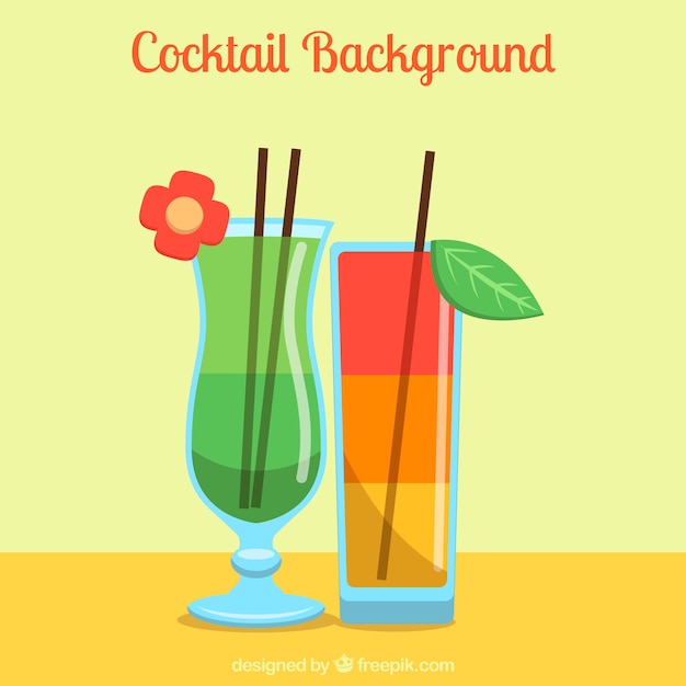 Sfondo con cocktail in design piatto