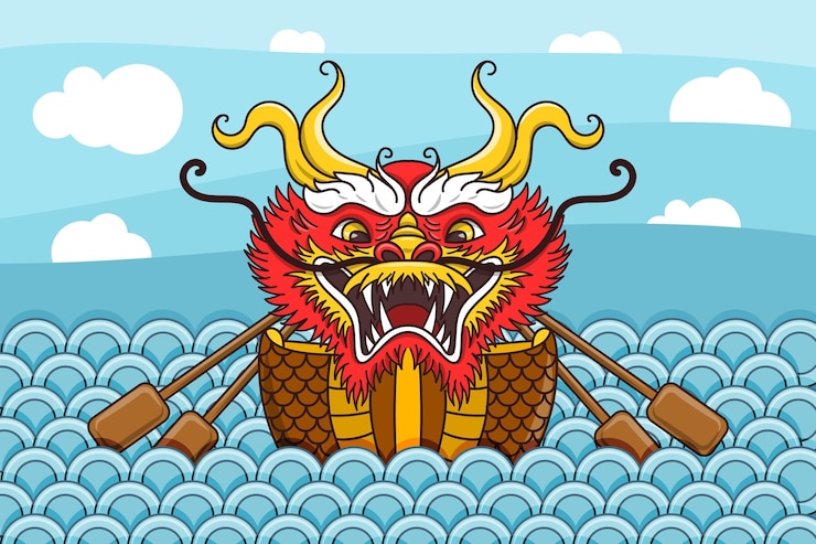 Vettore gratuito sfondo con dragon boat