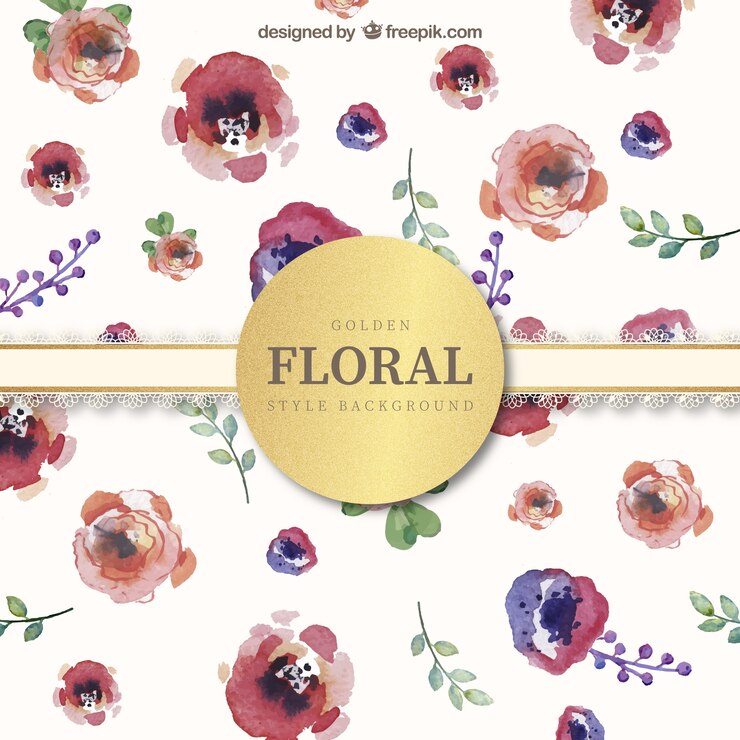 Vettore gratuito sfondo con fiori ad acquerello