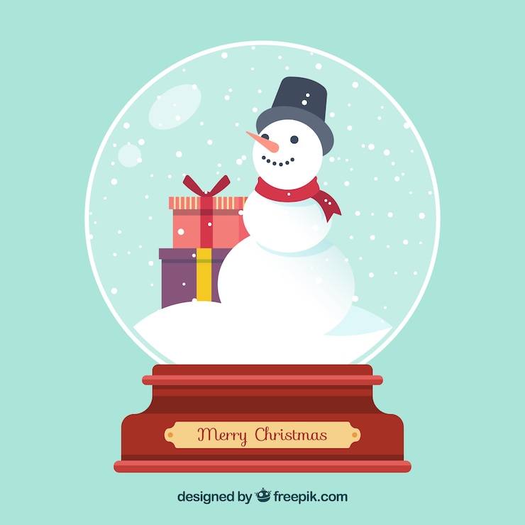 Vettore gratuito sfondo con snowglobe natale