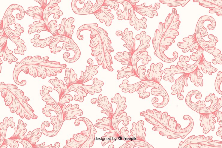 Vettore gratuito sfondo damascato decorativo disegnato a mano
