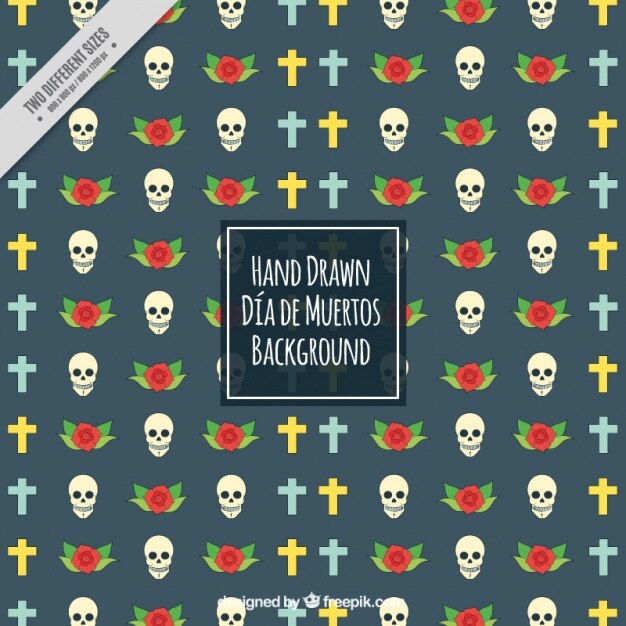 Vettore gratuito sfondo decorativo del cranio e croci