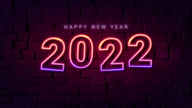 Sfondo del desktop al neon 2022, vettore di sfondo HD di Capodanno ad alta risoluzione