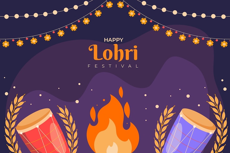 Vettore gratuito sfondo del festival lohri piatto