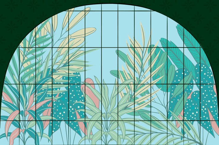 Vettore gratuito sfondo del giardino botanico disegnato a mano