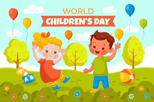 Sfondo del giorno dei bambini del mondo piatto