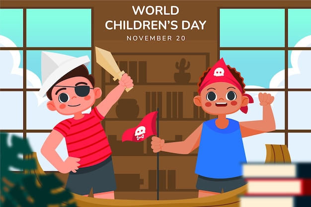 Sfondo del giorno dei bambini del mondo piatto