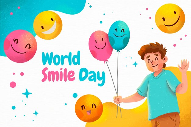 Sfondo del giorno del sorriso mondiale dell'acquerello