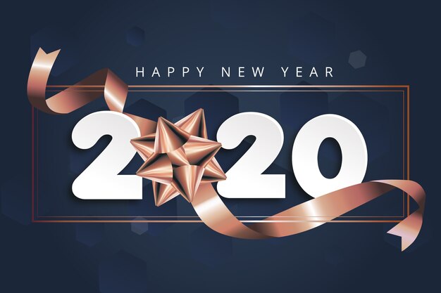 Sfondo del nuovo anno 2020 con fiocco