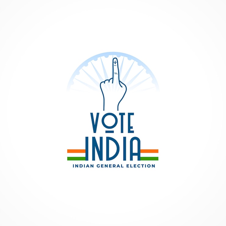 Vettore gratuito sfondo del voto generale indiano con ashoka chakra