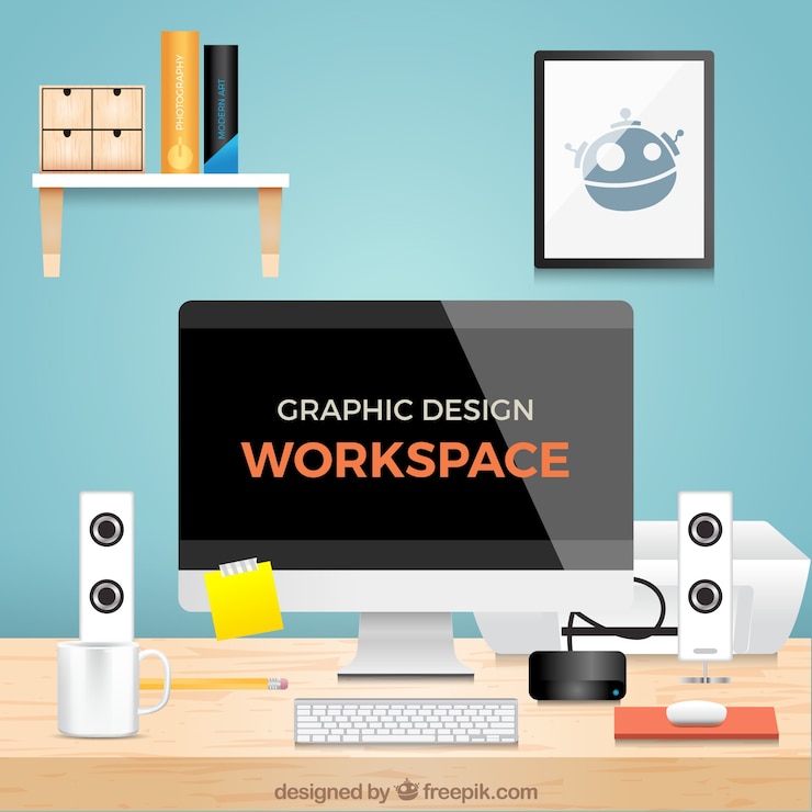 Vettore gratuito sfondo dell'area di lavoro di progettazione grafica